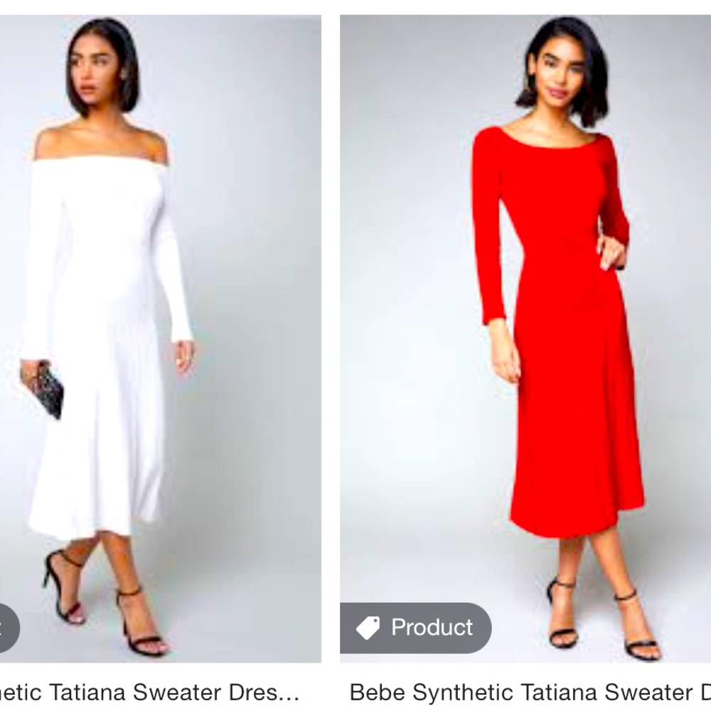 Bebe White Tatiana Sweater Dress